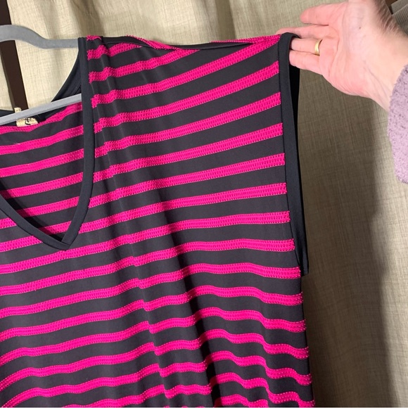 Sea Striped Swim Cover-Up 5XL Pink Black Drawstring Beach Resort Pullover Dress - Picture 5 of 11